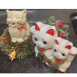 Japanese Maneki Neko Bank and Vintage Puss N’ Boots Creamer